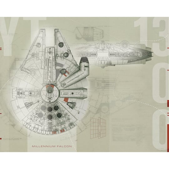 JL1401M 6 x 7.5 ft. Star Wars Millennium Falcon Prepasted Mural & Ultra Strippable